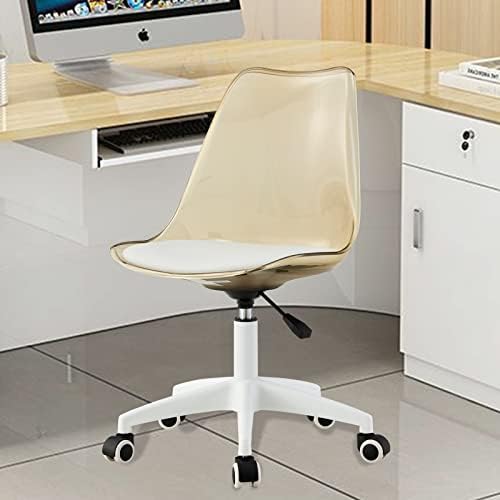 Cadeira de mesa de mesa âmbar acrílica Cadeiras fantasmas modernas com rodas Cadeira de plástico sem braço sem braço com altura