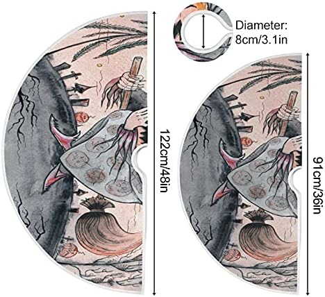 Saia de árvore de Natal de abóbora de halloween de halloween de oarencol 36 polegadas de 3 polegadas de morcego preto de