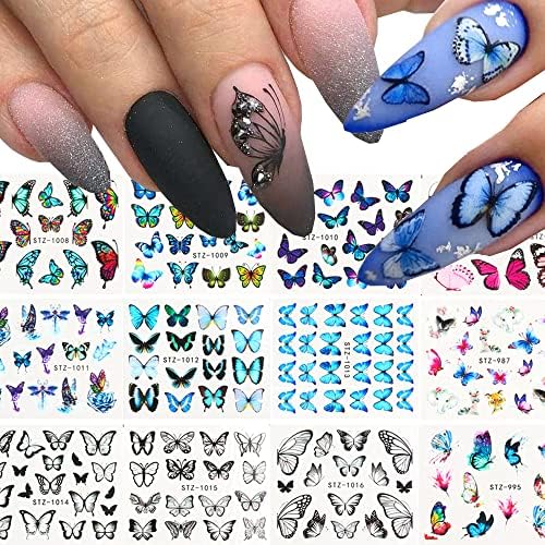 18 lençóis adesivos de unhas de borboleta para unhas, decalques de unhas em 3D suprimentos de arte de unhas diy auto-adesivas