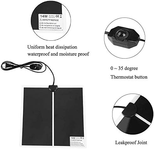 Almofada de aquecimento de répteis pesandy com ajuste de temperatura, tapete de calor não adesivo de 110V para répteis