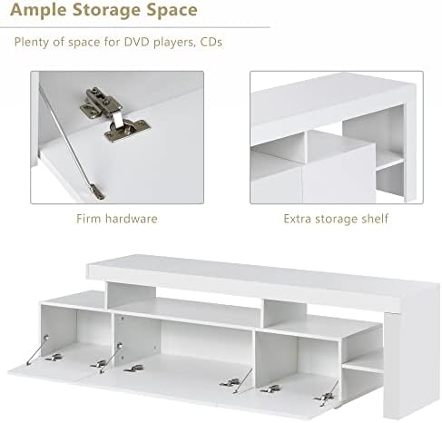 Kutolaki Modern TV Stand para TV de 70 polegadas com luzes LED de 16 cores, gabinete de TV de estilo moderno industrial