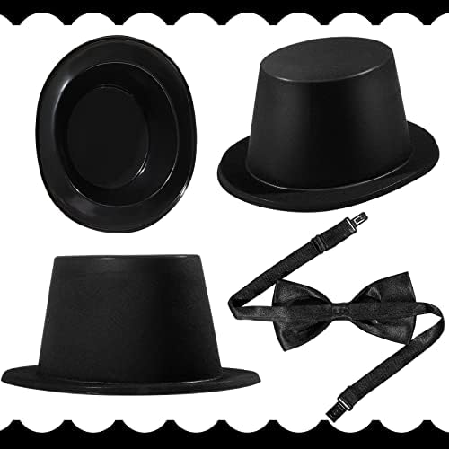 Cetim 24 peças Top Hat Magician Hat Top Hat Hat lax Praço Black Bowtie Felt Campa