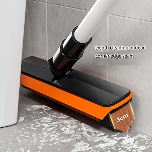 Brush de limpeza de piso escalonável de 2 polegadas - escova de piso com escova de rejunte de alça longa, risca de limpeza