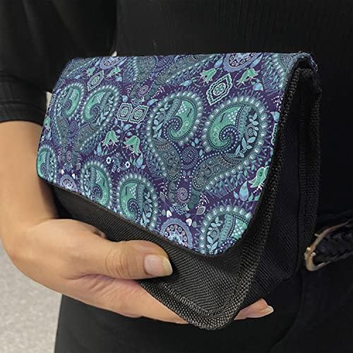 Caixa de lápis Paisley lunarable, flores medievais encaracoladas, bolsa de lápis de caneta com zíper duplo, 8,5 x