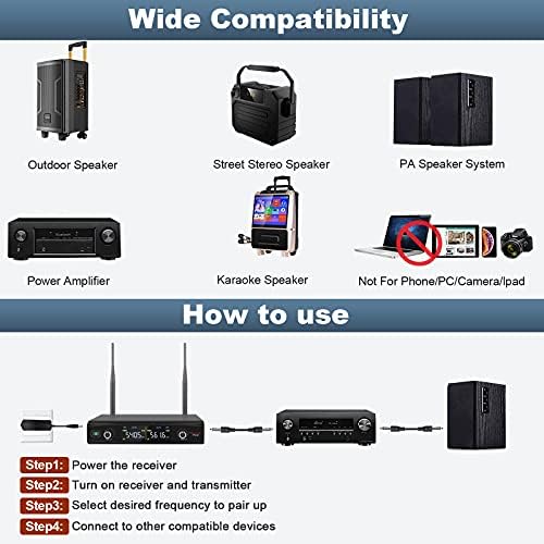 Fenyx Pro UHF Sistema de Microfone sem fio Paco PTU-52B com Cabo de Patch de Male Male de 4 cores para fêmea XLR