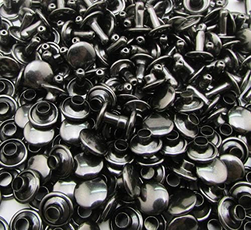 AMANTAO Gun Black Cap Rivets Capt 9mm e pacote de 6 mm de 100 conjuntos