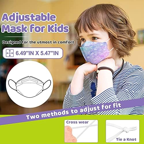 50pcs Kids descartáveis ​​face_masks com designs, máscaras 4D de 4 camadas com fio de nariz para meninos escolares ao ar livre