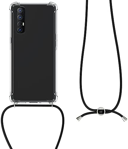 Kwmobile Crossbody Case Compatível com Oppo Find X2 Neo Caso - Tampa do telefone Clear TPU com cordão de cordão - transparente/preto