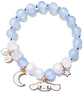 FORBUS Adorável desenho animado Charms Crystal Breads Bracelet Stretch para mulheres meninas adolescentes, bracelete