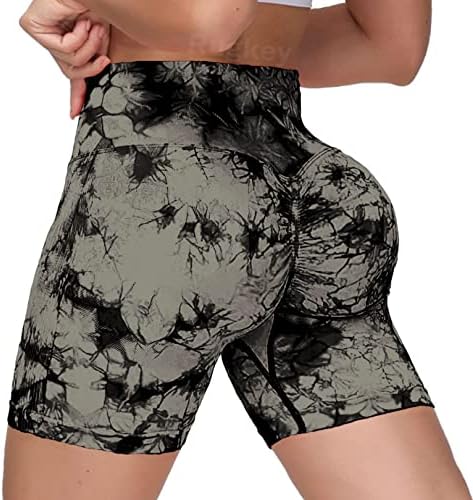 Shorts sem costura da Rugkey para mulheres de corda de cintura alta Treino de tinta de ioga Scrunch Butt Butt Butt Cycling