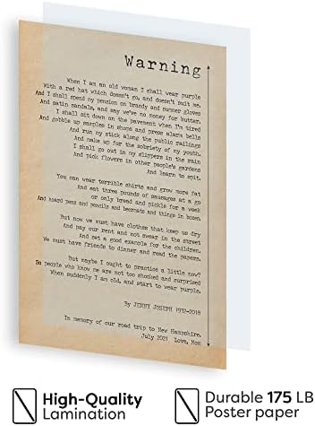 16x24 - Poster de Poema de Aviso de Jenny Joseph, quando eu envelhecer, vou usar poema roxo, poesia sobre obter