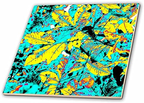 3drose abstrato olhando para as folhas de um shagbark nogueira em azulejos e amarelos