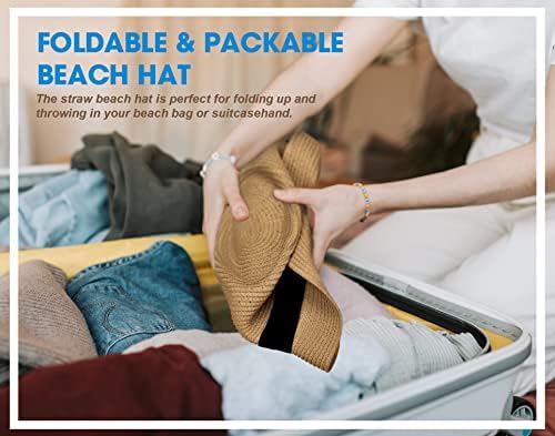 Palha fedora chapéu curto enrolável roll up hat hat clássico clássico panamá de verão praia de praia hat upf 50+