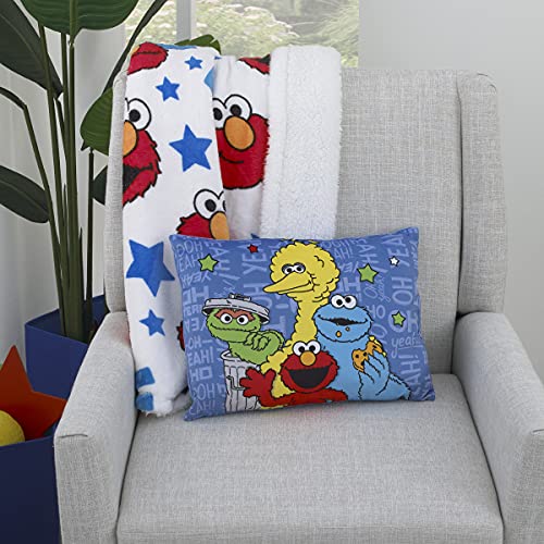 Sesame Street Elmo, Big Bird, Cookie Monster, & Oscar The Grouch, Blue, Red, Green, e Pillow Decorativo Amarelo, Azul, Vermelho, Amarelo,