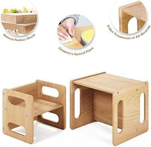 ERUGI MONTESSORI Mesa e cadeira de desmame, madeira real, mesa para leitura para crianças, tempo de lanche, sala de