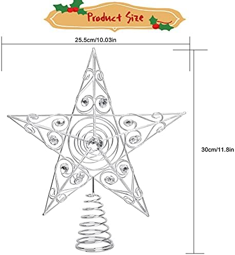 GLITTER METAL METAL STAR Árvore de Natal Topper Christmas Star Tree Tree Tree Tree Topper para Farmhouse de Fazenda Trepa