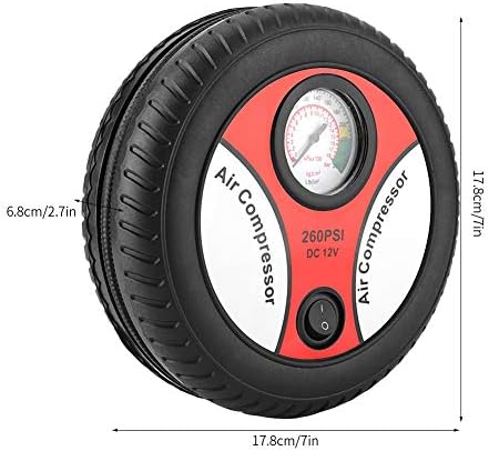 Bomba de compressor de ar portátil, 12V 260PSI CAR VISUAL PENUGRA INFLAGEM DO PONELO PONELHO PARA BICIMENTO DE MOTORCIONHA