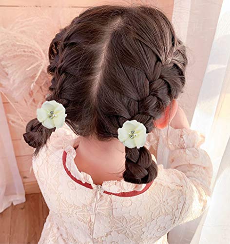 INSOOWNI 40 PACK/20 PARES 2 FLOR DE CHIFFON SOLIDES COM ROTOS PARELOS POYLIGH PONYTHATAL CLIPS DE CABELO