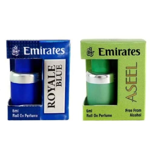 Royal Blue + Aseel Emirates Roll On Attar 6ml álcool - Grátis