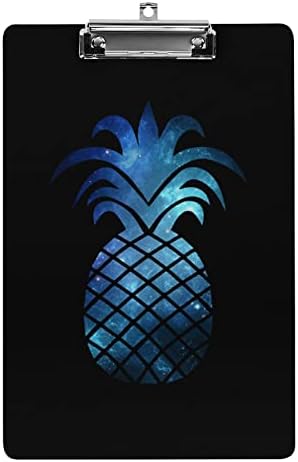 Galaxy Pineapple Acrylic Clipboard Boards Portable Clip com placa de clipe de metal de baixo perfil para escritório em casa