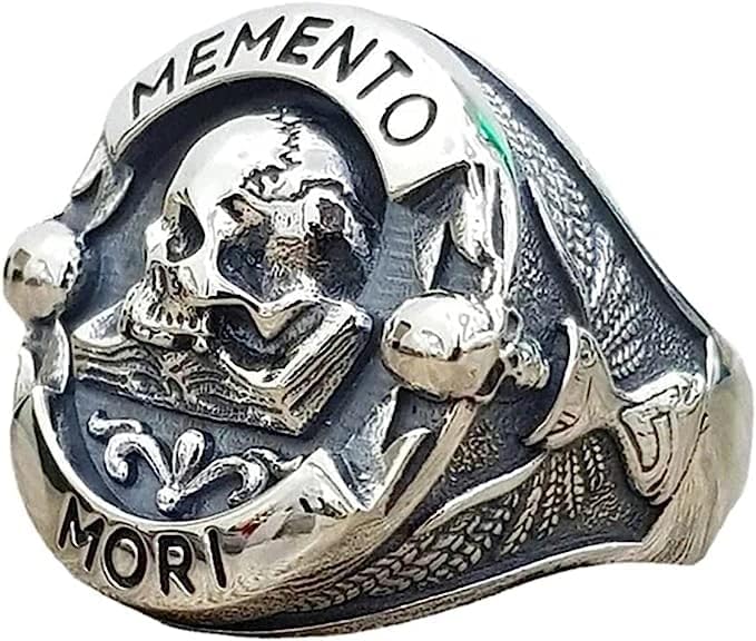 GOOHOPSUN MEMONO Mori Skull Ring de motociclista masculino, anel antigo de motociclista de aço inoxidável, anéis de