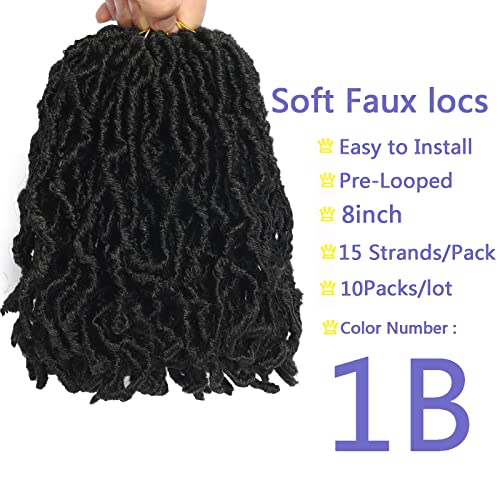 10 pacotes de cabelos curtos de crochê 150 fios 8 polegadas Locais macios Dreadlocks ondulados Balas de crochê naturais de