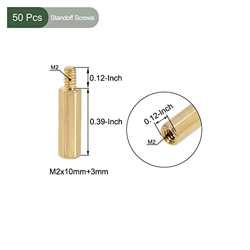 Parafusos Yokive 50 PCs M2, Standos de PCB hexadecimal de latão, mantenha a altura consistente, ótima para a placa -mãe