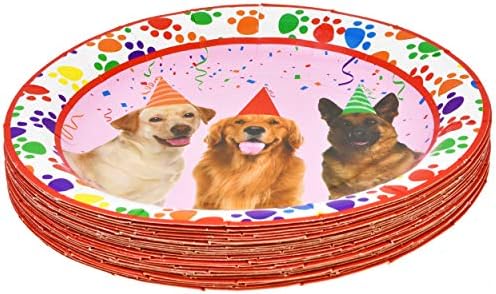 Festas de cães Conjunto 24 9 Placas 24 7 Placas 24 9 onças de 50 onças 50 guardanapos de almoço Decorações de aniversário Decorações