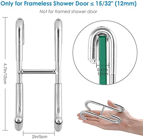 Ganchos de porta de chuveiro samitivos, ganchos de porta para o banheiro porta de chuveiro sem moldura, ganchos de