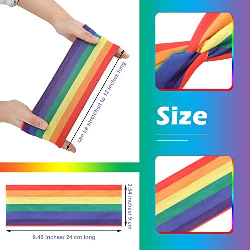 24 PCs Rainbow Band Bandk Bandas Beda de cabeça Gay Pride Bands Hap Head Stripes coloridas Wicking Wicking Twisted