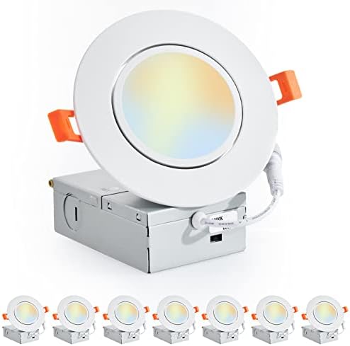 Jarlstar 8 pacote de 4 polegadas LED GIMBAL Iluminação embutida com caixa de junção 3ccc retrofit de downlight selecionável