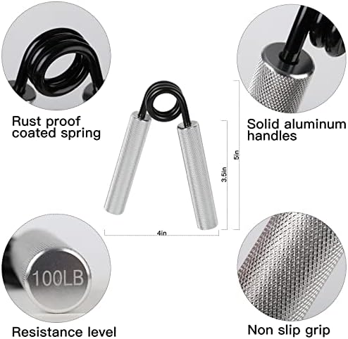 Conjunto de fortalecedor de garra de mão, 100lb-350lb 6 pacote sem deslizamento de metal pesado punho com caixa de