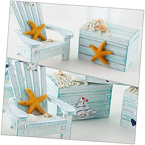 Yarnow 5 conjuntos mini ornamentos de cadeira de praia Cadeira em miniatura Decorações presentes decorações mediterrâneas