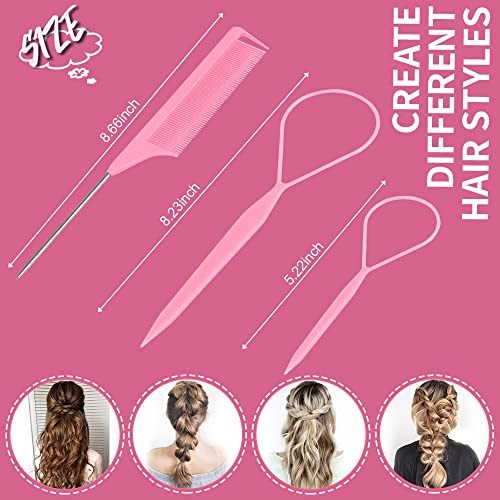 Ferramentas de cauda de cabelo, Tsmaddts 3pack Ferramentas de ferramentas de loop de cabelo com 2pcs French Braid Tool Loop