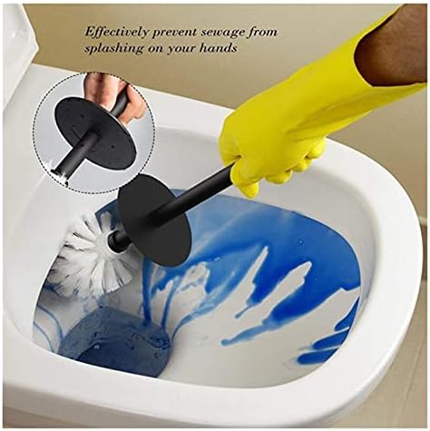 Escova de escova de vaso sanitário pincel de vaso sanitário com suporte preto para banheiros com tampa e alça longa