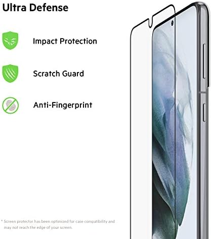 Belkin Screenforce Protetor de tela da curva temperada para Galaxy S21+, aplicação compatível com casos e fácil