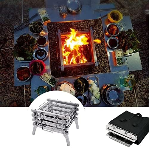 Piquenique queimando fogão dobrável acampamento de aço de madeira inoxidável para churrasco externo portátil W166 Grill