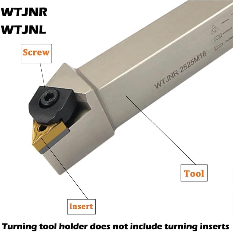 Dupha 1pcs wtjnr wtjnl torneira de ferramenta de torneamento, wtjnr1616h16 wtjnr2020k16 2525m16 ferramenta de torneamento externo CNC