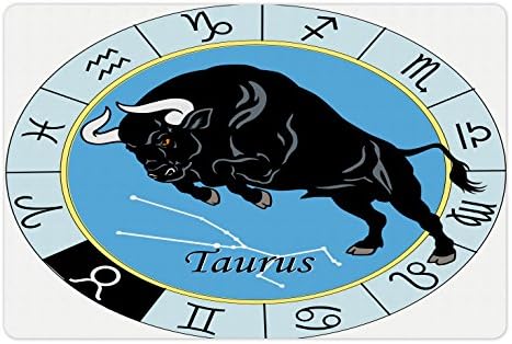 Taurus Lunarable tapete de estimação para comida e água, calendário do zodíaco com touros dentro do caráter de criatura