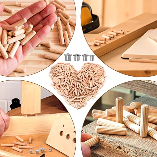 500 PCs pinos de madeira de madeira, tamanhos variados de madeira, pinos de dobra de madeira com 4 alfinetes centrais para artesanato