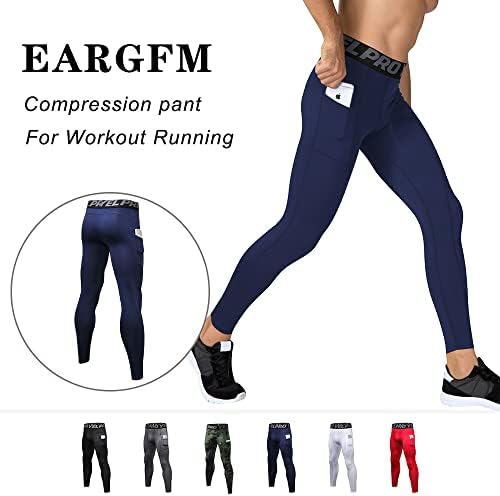 Leggings atléticos de eargfm calças de compressão com bolsos frios de camisa de base seca seca para corrida de ciclismo