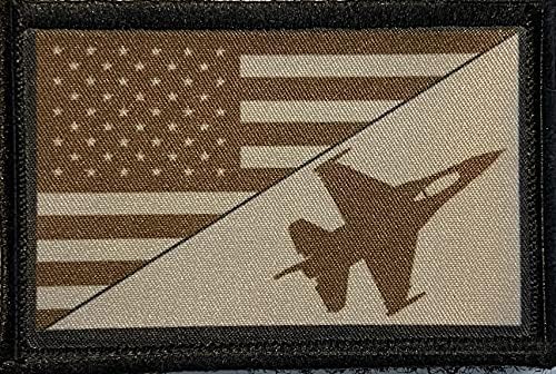 Sinalizou a bandeira dos EUA F16 Moral tático Patch - Feito nos EUA - Perfeito para o seu traje de vôo, mochila, transportadora,