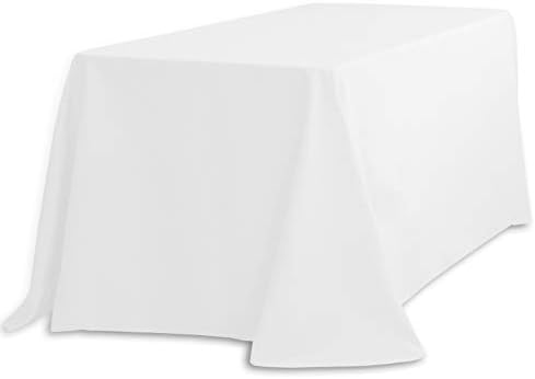 LinentableCloth 90 x 132 polegadas de talha de molho de poliéster retangular com cantos arredondados, branco