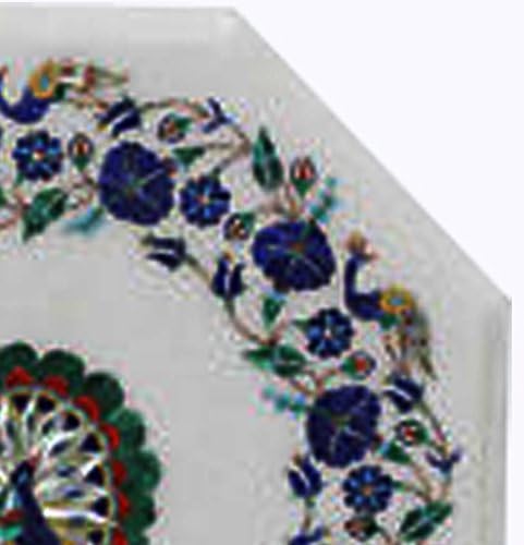 Craftslook Mesa de jantar de mármore branco Top Art of Inclay Marquetry Pietra dura Art Decor