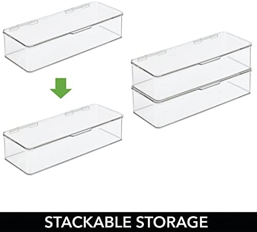 MDESIGN Long Plástico Organizador de armazenamento plástico Recipientes com tampa de dobradiça para quarto, banheiro