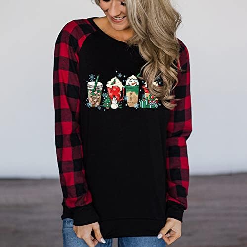 Ilugu feminino diariamente impressão de natal o tanque de pescoço camisetas longas camisetas casuais camisetas femininas