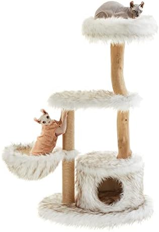 Feandrea Modern Cat Tree, Wood Cat Tower para gatos grandes até 22 lb, 48,4 polegadas de luxo condomínio com postagem de arranhões,