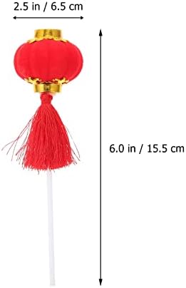 Lanterna de papel vermelho chinês aboofan feliz ano novo ano novo 12pcs Ano novo chinês Red Lantern Bolo Escolha Holiday Cake Decoration