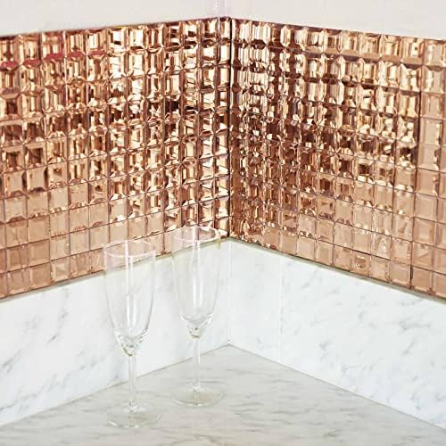 Pacote efavormart de 10-12 x12 casca de ouro rosa e backsplash espelho telhas de parede de espelho