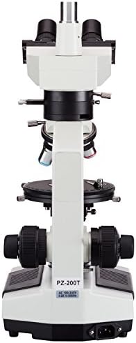 Microscópio trinocular polarizador AMSCOPE PZ200TA, oculares WF10X e WF16X, ampliação de 40x-640x, objetivos acromáticos do plano